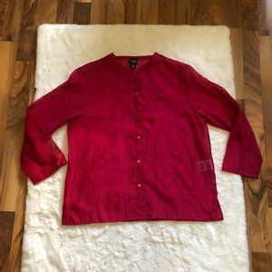 Eileen Fisher sheer red blouse women's size medium